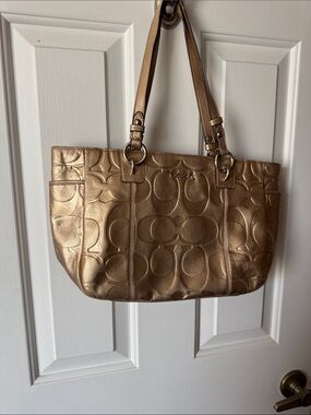 Coach Metallic Soft Leather Gold Signature Tote